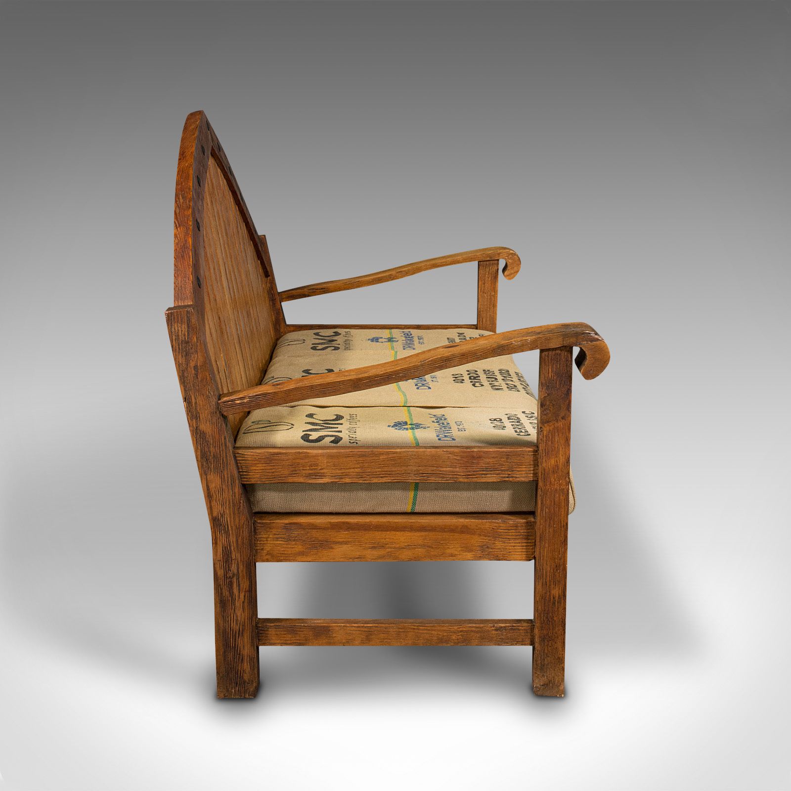 Large Vintage Bench, Scandinavian, Pitch Pine, 3 Seater, Mid 20th Century, 1950 photo for sale