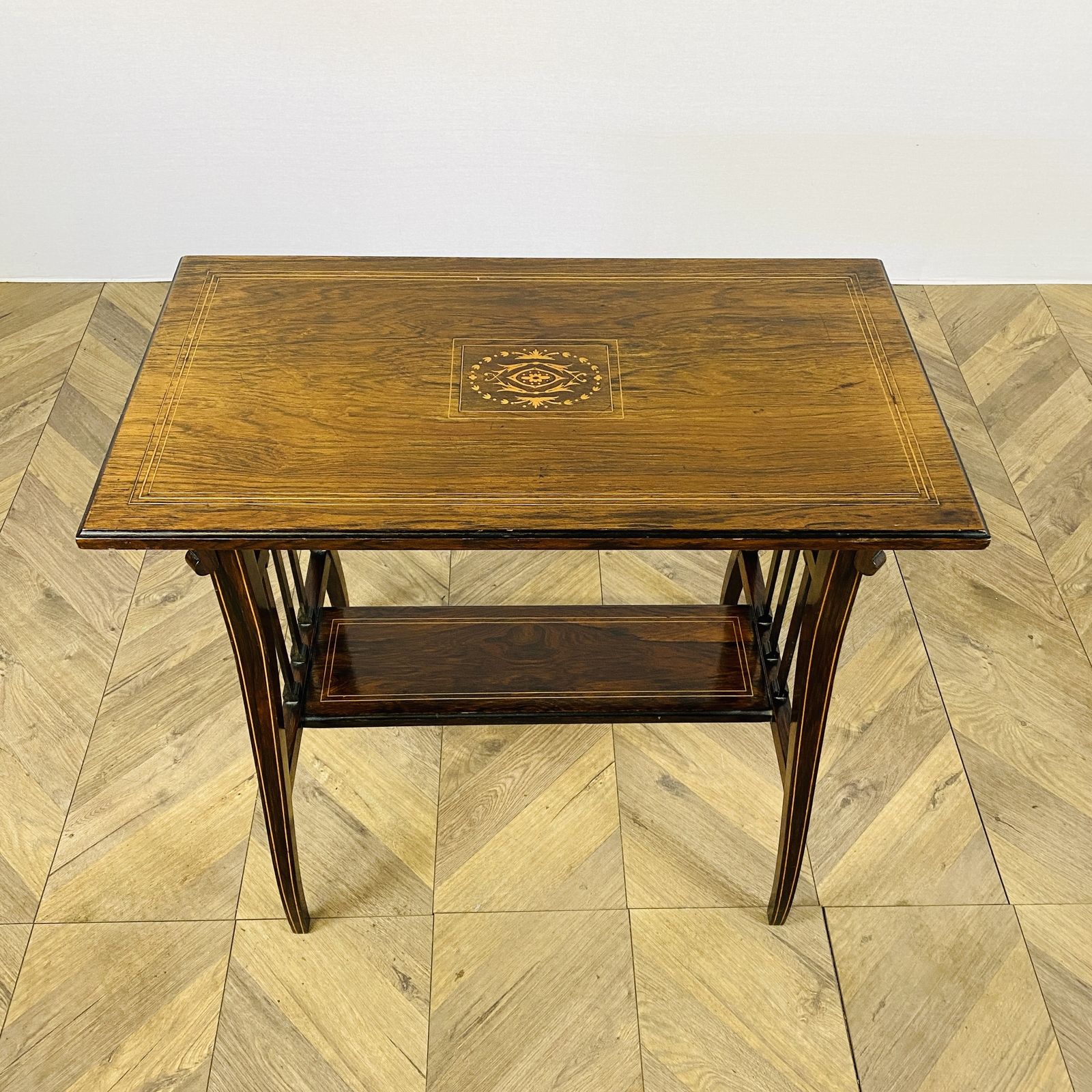 Victorian Inlaid Rosewood Two Tier Side Table, 1880s photo vintage
