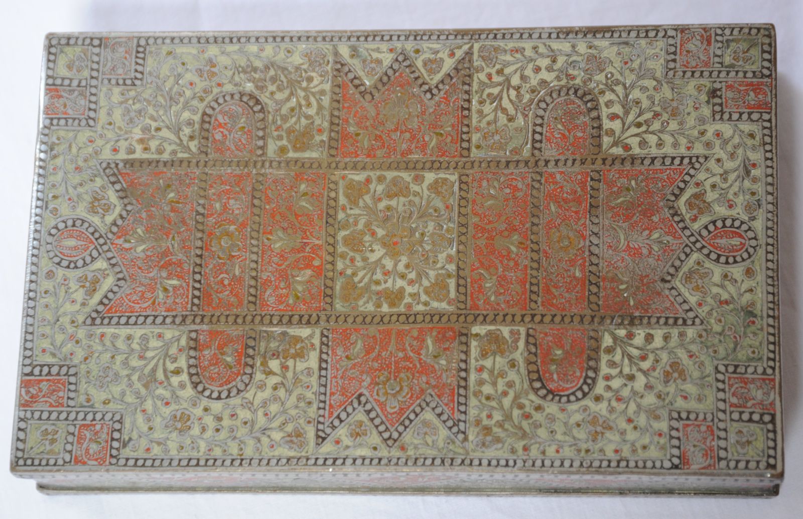 Antique Indian Engraved Brass Box In Mughal Islamic Style photo Home Decor