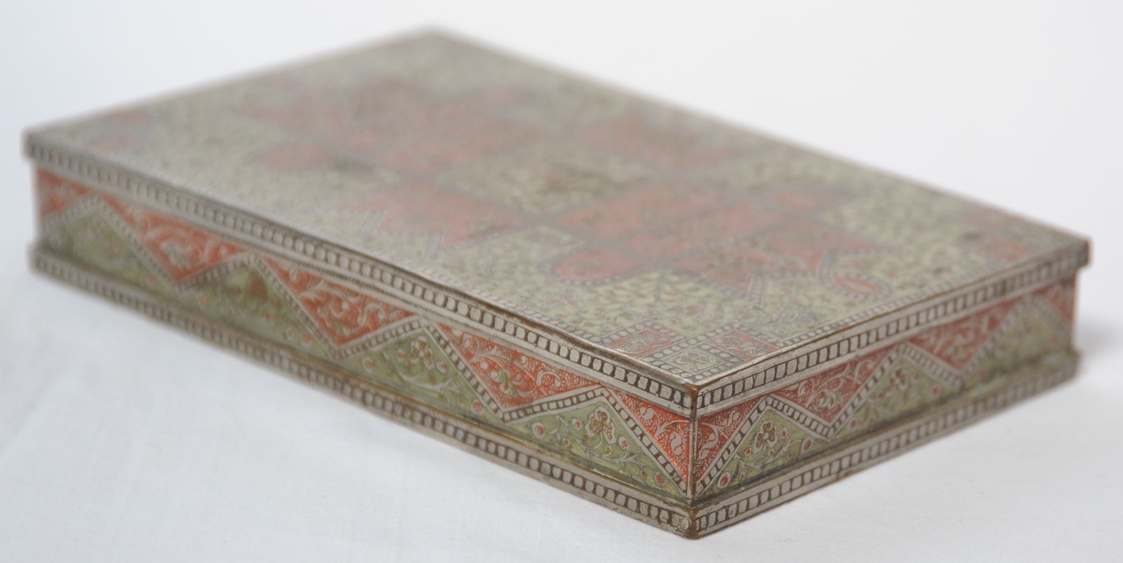 photo buy Antique Indian Engraved Brass Box In Mughal Islamic Style