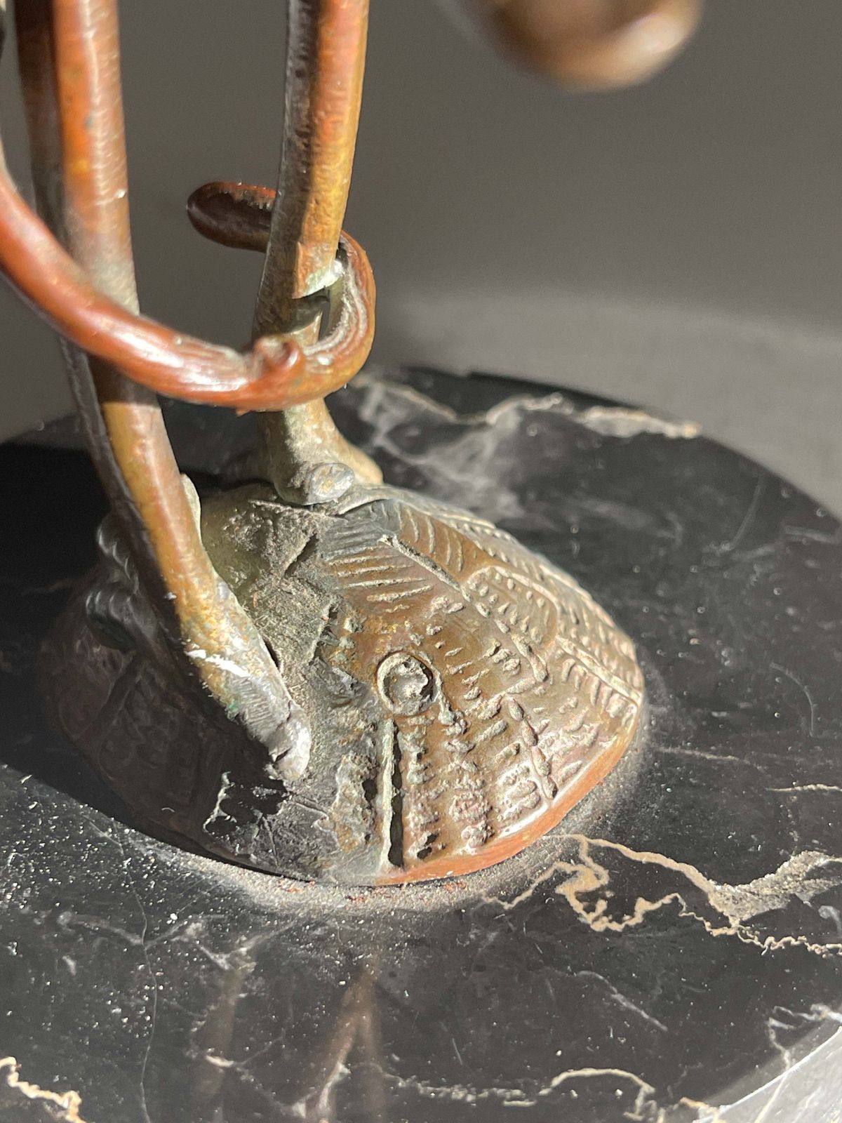 Art Exceptional Antique Gilt Bronze Bronze Sculpture Of A Crane Sat Atop A Turtle On Marble Plinth Circa 1890 photo