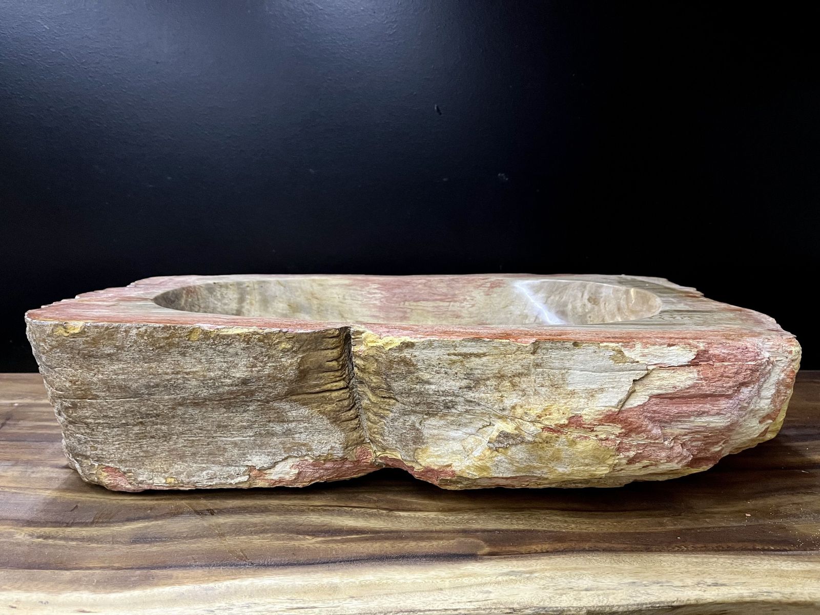 Petrified Wood Sink In Beige/ Grey/ Red & Yellow Tones, Top Quality, Organic Modern, 2021 photo furniture