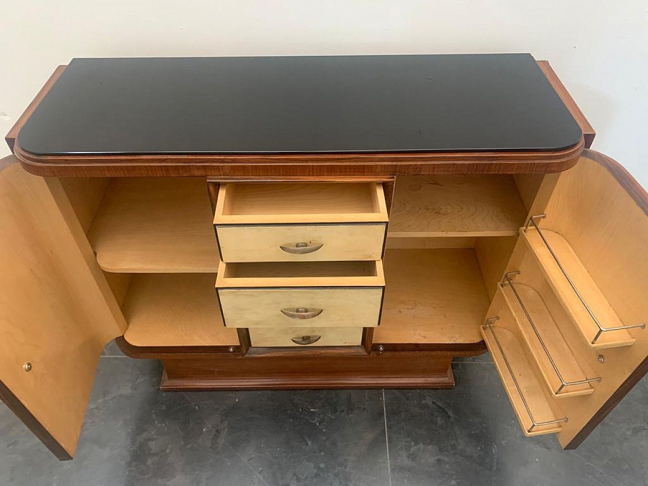 Furniture Art Deco Dining Set In Rosewood And Parchment, 1930s photo