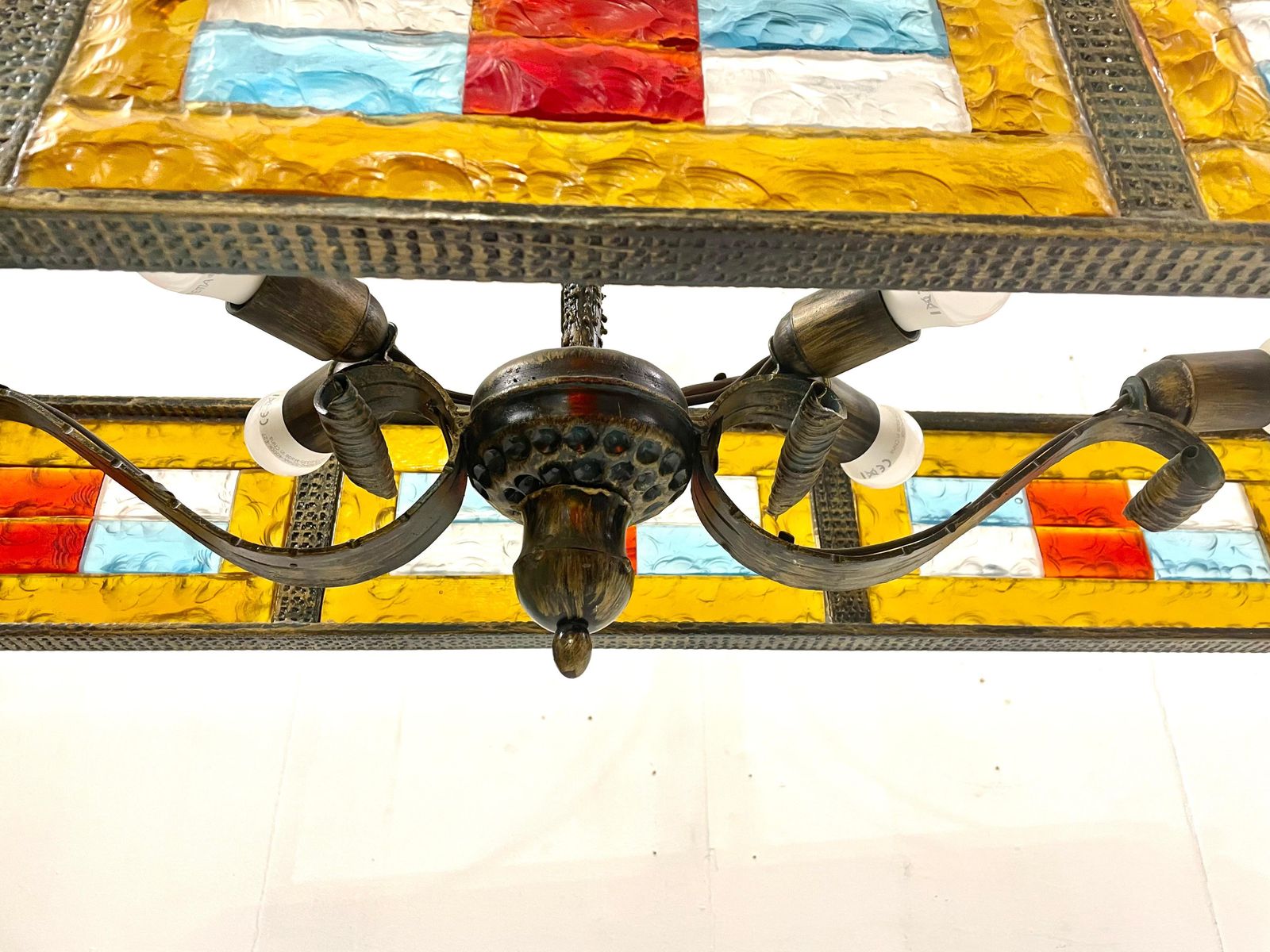 Mid Century Colored Glass Suspension By Poliarte, Italy, 1970s photo for sale