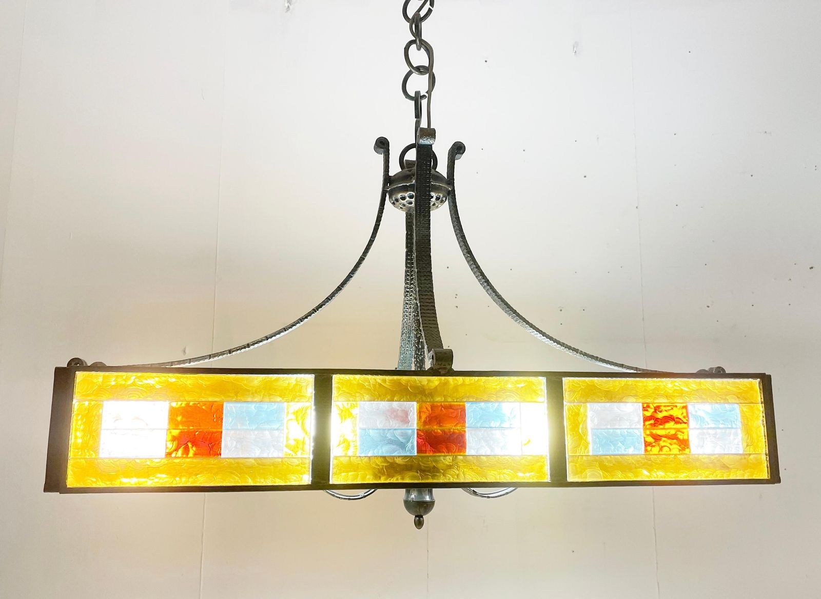 Mid Century Colored Glass Suspension By Poliarte, Italy, 1970s photo vintage