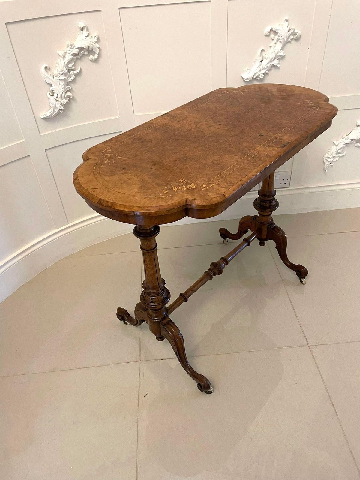 Antique Victorian Quality Burr Walnut Inlaid Freestanding Centre Table photo furniture