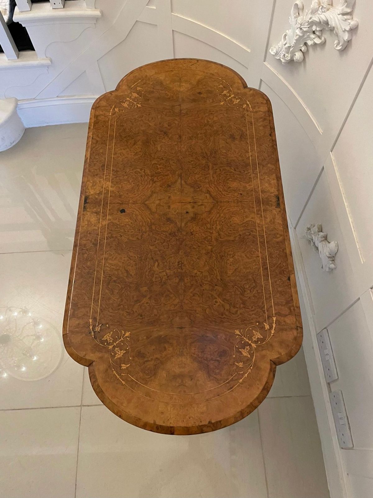 Antique Victorian Quality Burr Walnut Inlaid Freestanding Centre Table photo for sale