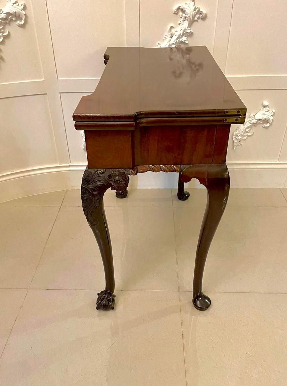 Antique George III 18th Century Chippendale Quality Carved Mahogany Card Table photo vintage