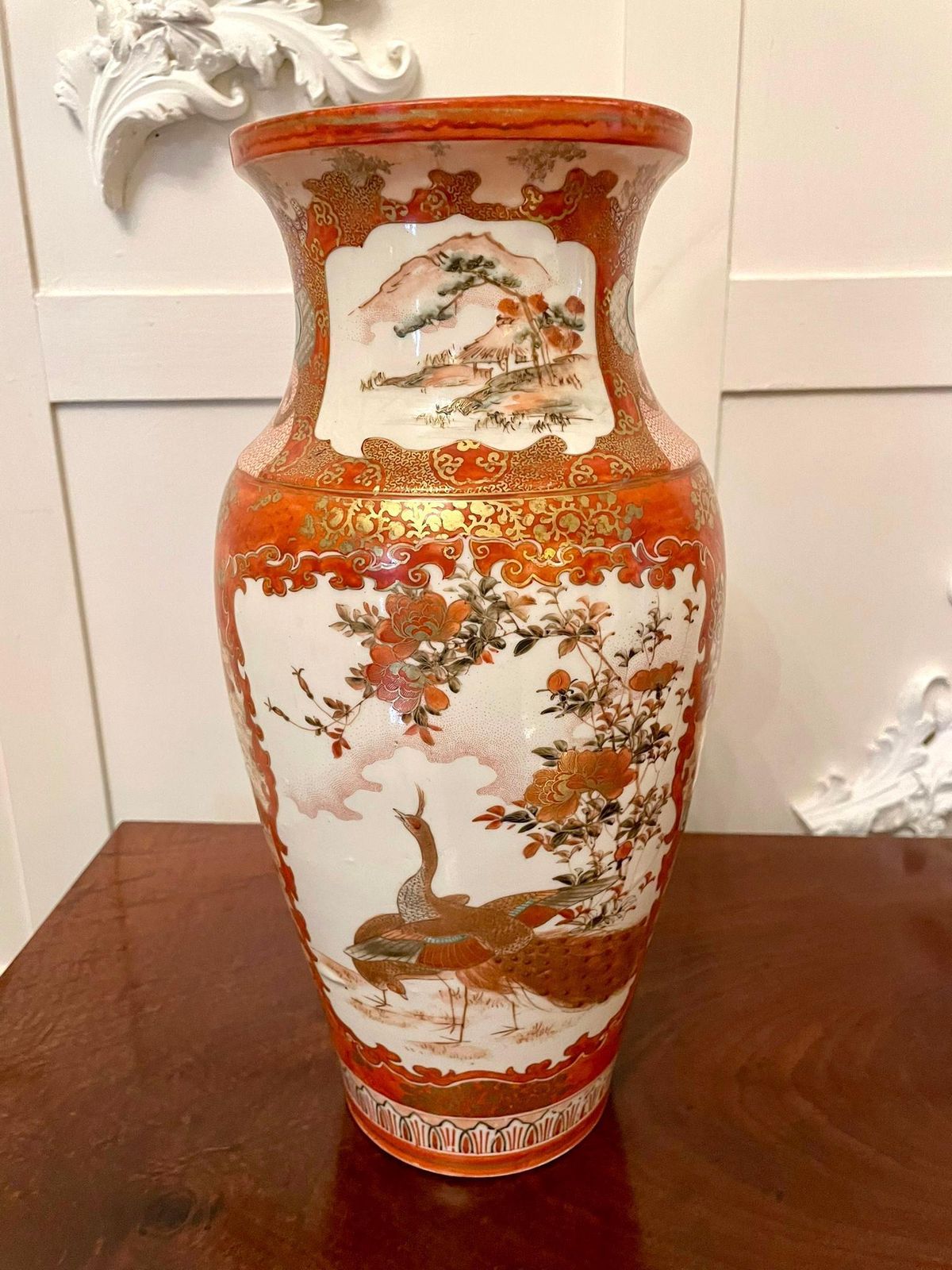 995.0 Pair Of Antique Victorian Quality Japanese Kutani Porcelain Vases photo