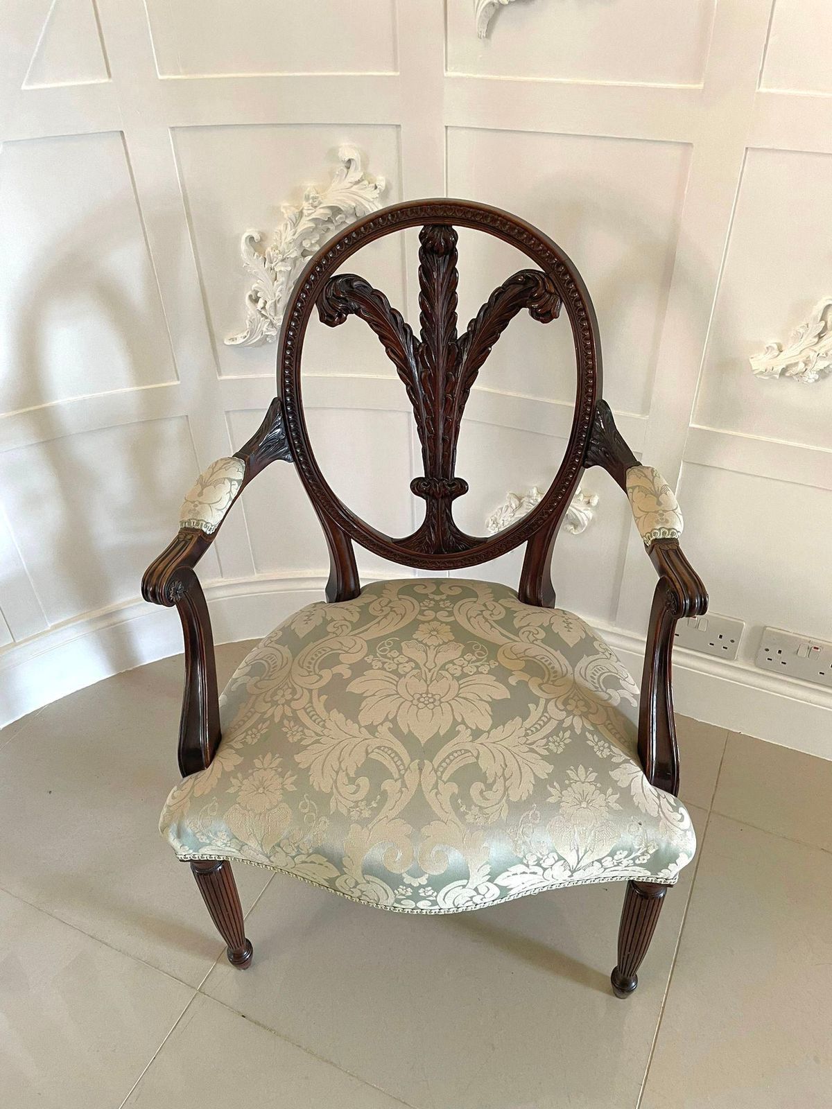 Fine Quality Pair Of Antique Carved Mahogany Armchairs photo Furniture