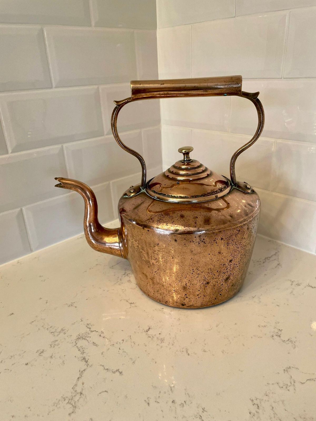 Large Antique George III Quality Copper Kettle photo Home Decor