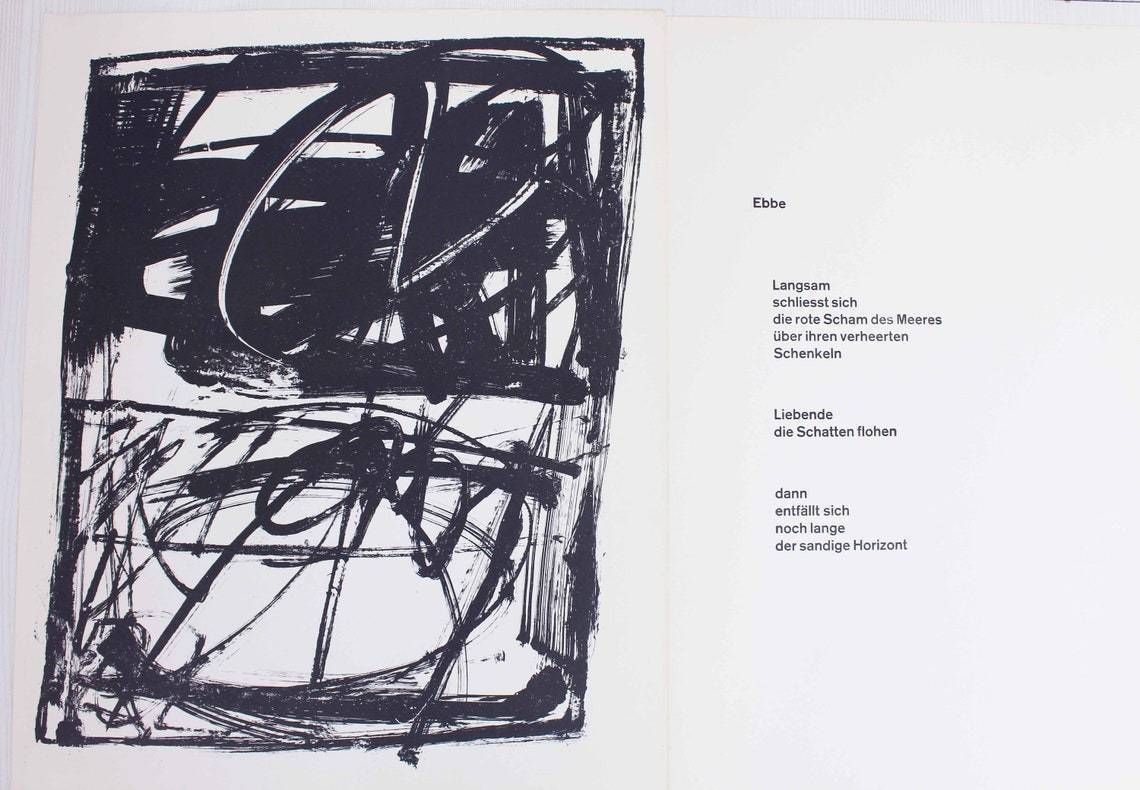 Lithograph By Swiss Artist Bernd Völkle 1963 photo furniture