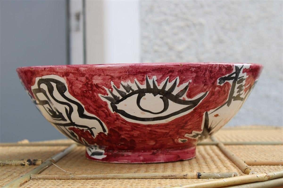 Home Decor Round Big Decorative Bowls Mid Century Italian Design Red Marino Marini Attribu photo