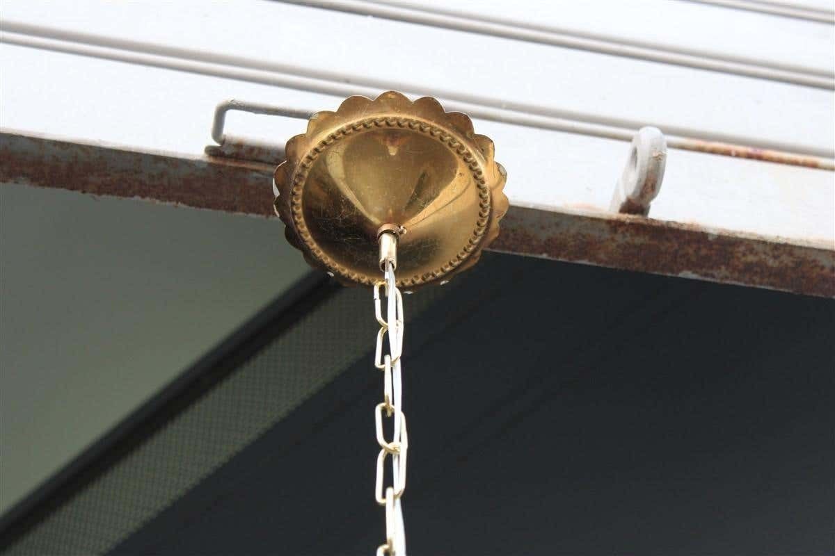photo furniture Italian Ceiling Ball Chandelier Venini Yellow Brass Chain, Italy, 1950s