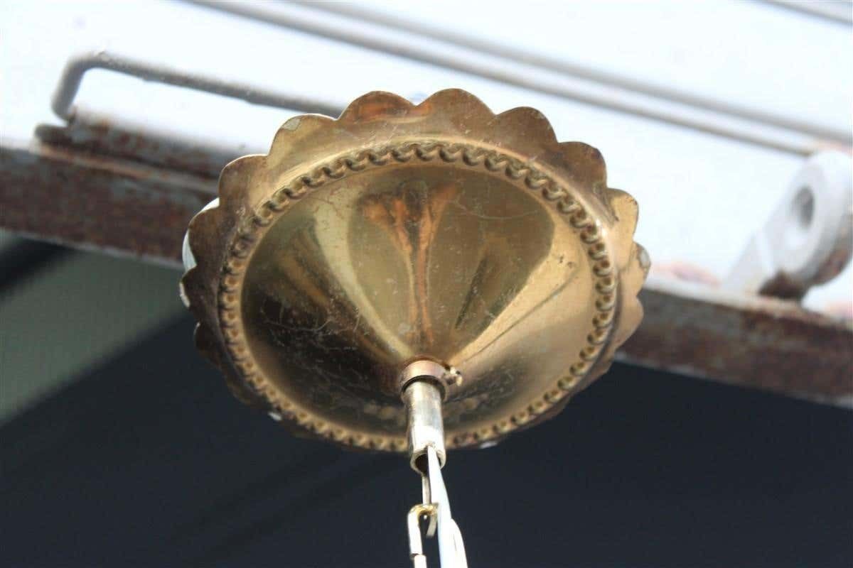 photo for sale Italian Ceiling Ball Chandelier Venini Yellow Brass Chain, Italy, 1950s