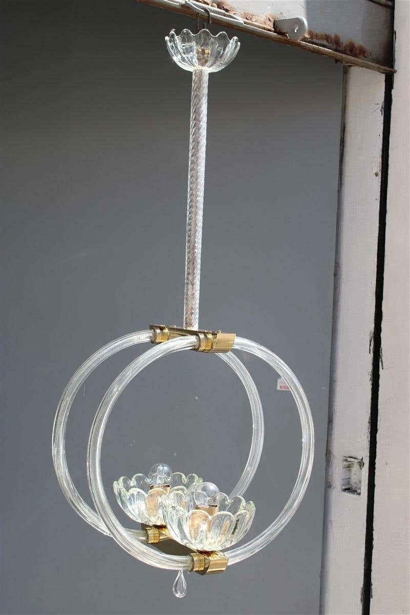Round Chandelier Italian Murano Barovier Brass And Murano Glass 1940 Art Deco photo furniture