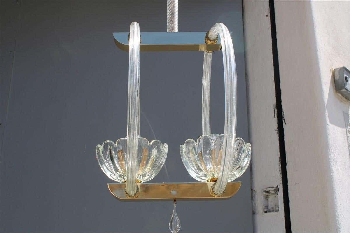 photo furniture Round Chandelier Italian Murano Barovier Brass And Murano Glass 1940 Art Deco