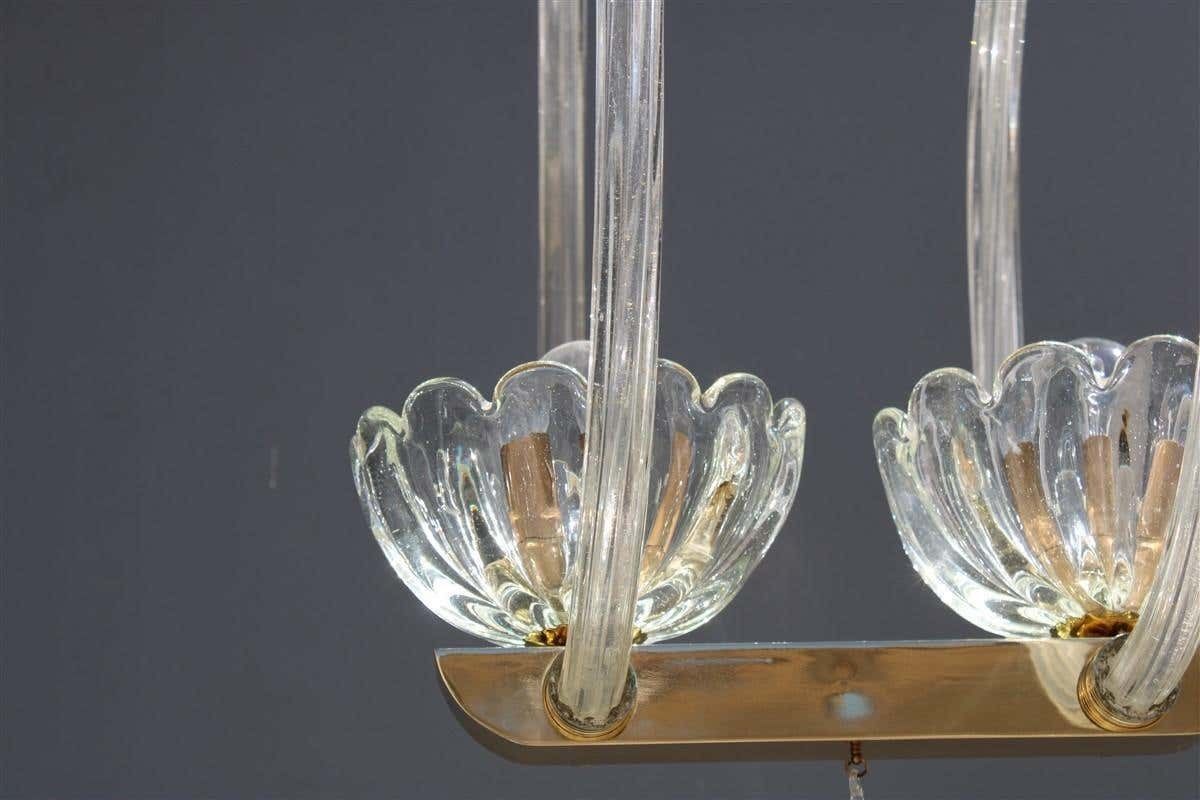 2837.0 Round Chandelier Italian Murano Barovier Brass And Murano Glass 1940 Art Deco photo
