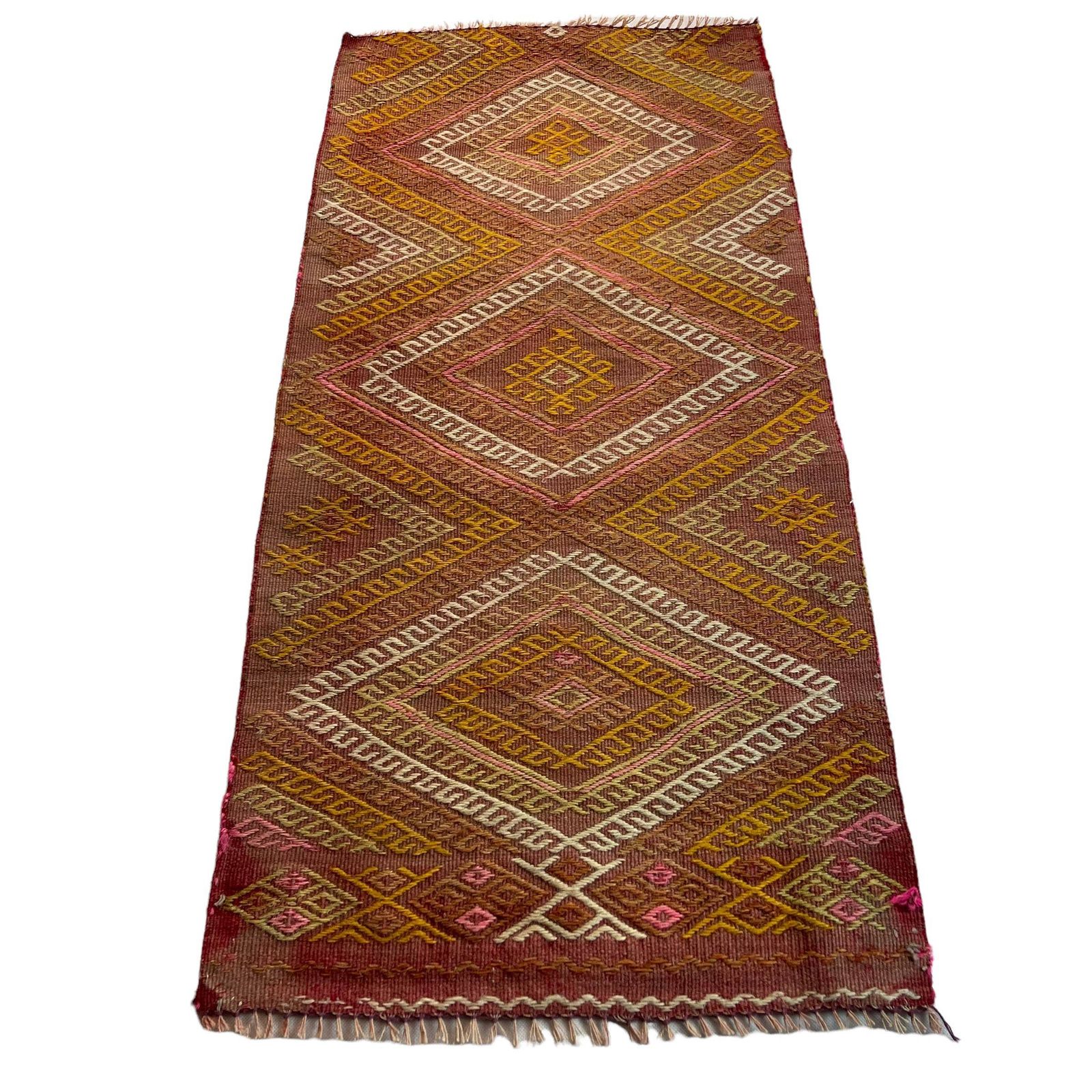 Traditional Turkish Mini Kilim Rug ,Vintage Anatolian Turkish Kelim 101x47 Cm
