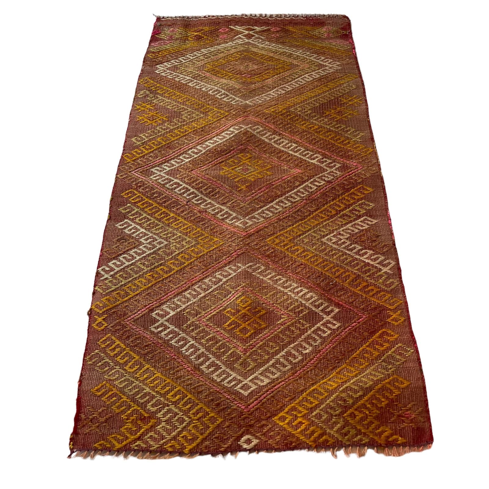 Traditional Turkish Mini Kilim Rug ,Vintage Anatolian Turkish Kelim 101x47 Cm photo 187.0