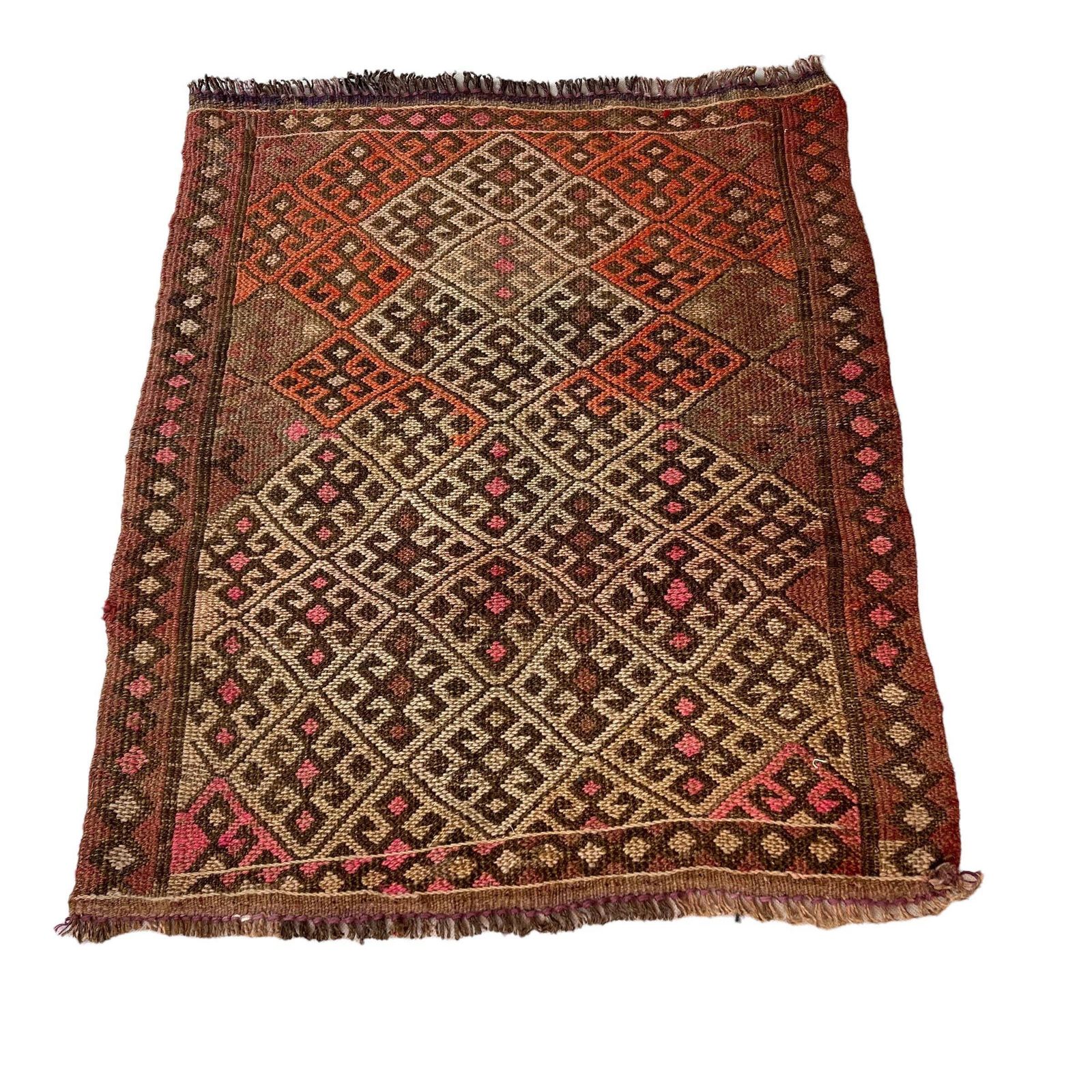 Traditional Turkish Mini Kilim Rug ,Vintage Anatolian Turkish Kelim 63x54 Cm photo vinterior