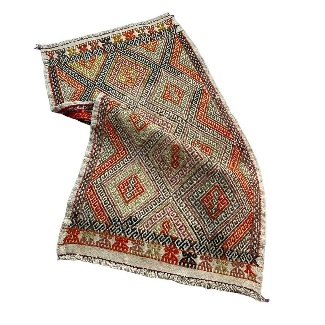 Traditional Turkish Mini Kilim Rug ,Vintage Anatolian Turkish Kelim 85 X 46 Cm photo vintage