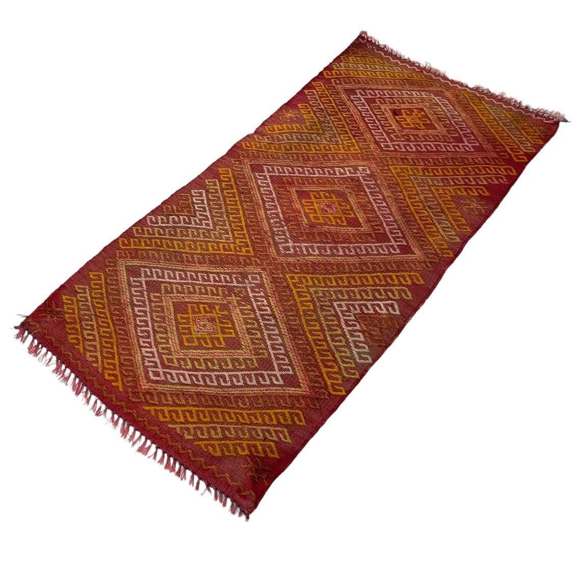 Traditional Turkish Mini Kilim Rug ,Vintage Anatolian Turkish Kelim 96 X 47 Cm photo buy