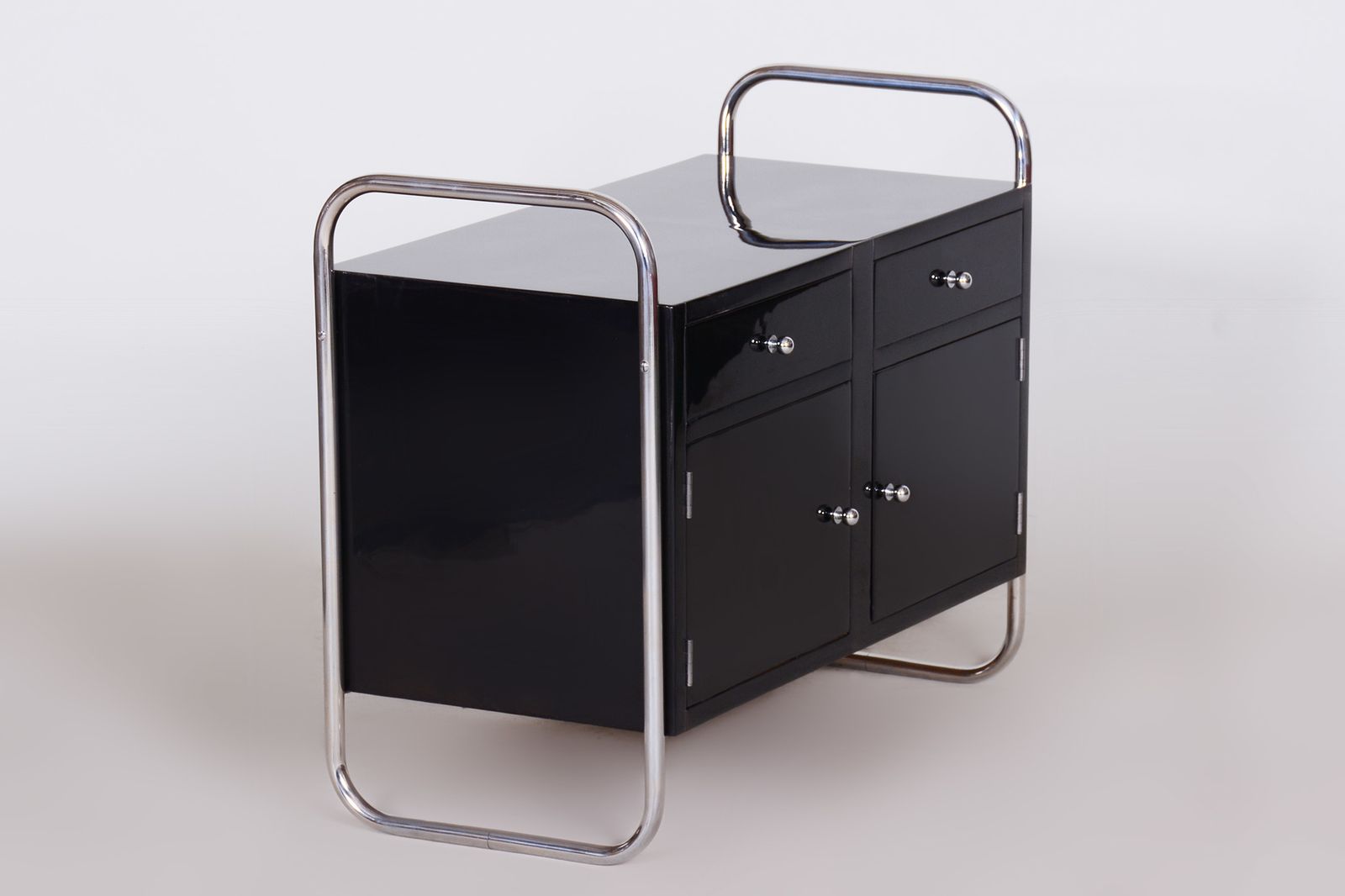 Small Black Slezak Cabinet Made In 1930s Czechia. photo vintage