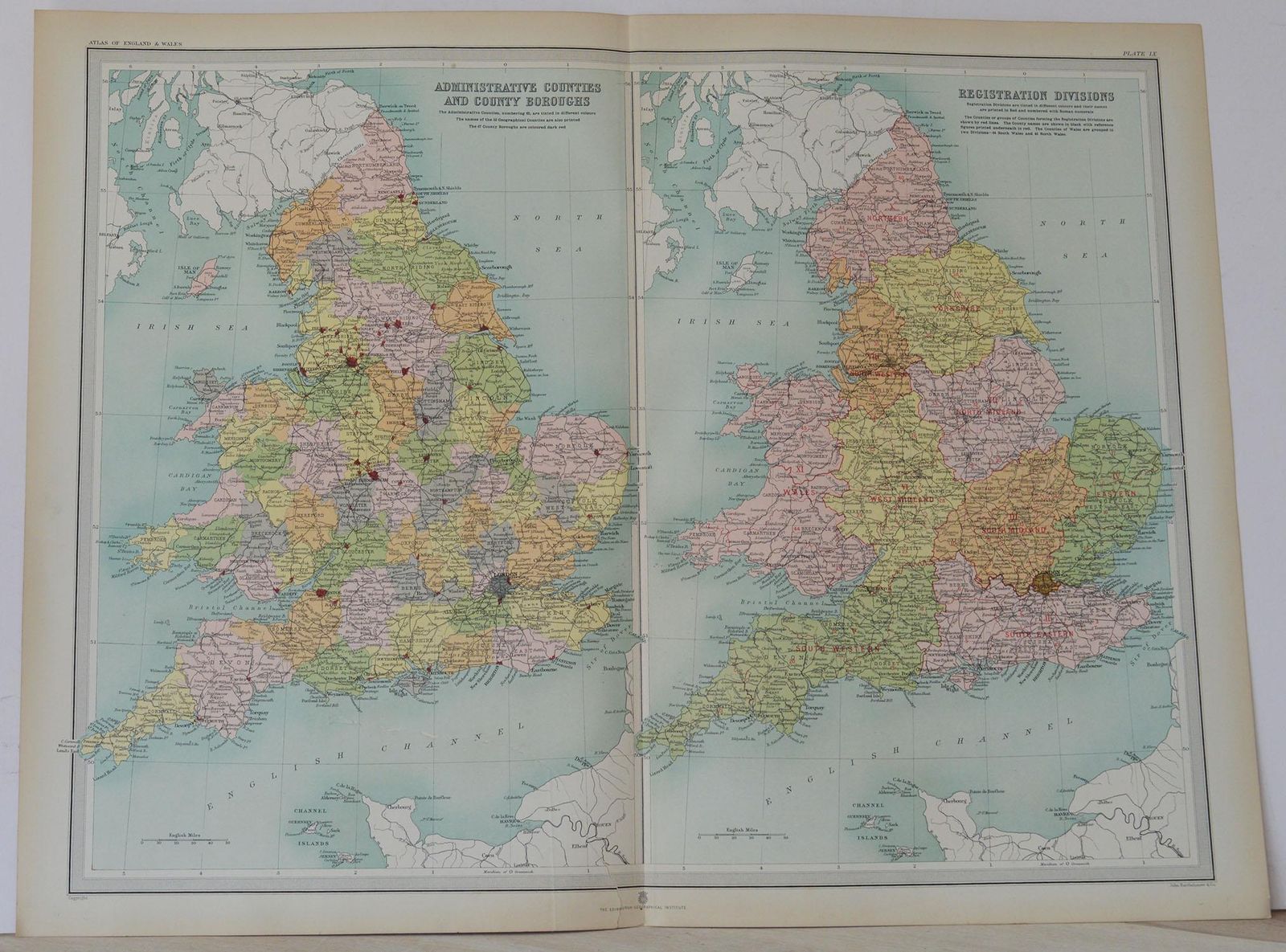 Art Set Of 10 Large Scale Vintage Maps Of The United Kingdom, Circa 1900 photo
