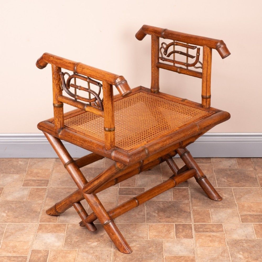 Bamboo Hall Bench With Cane Seat photo Furniture