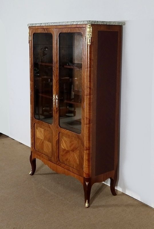Small Showcase In Precious Wood, Transition Louis XV / Louis XVI Style, Early 20th Century photo for sale