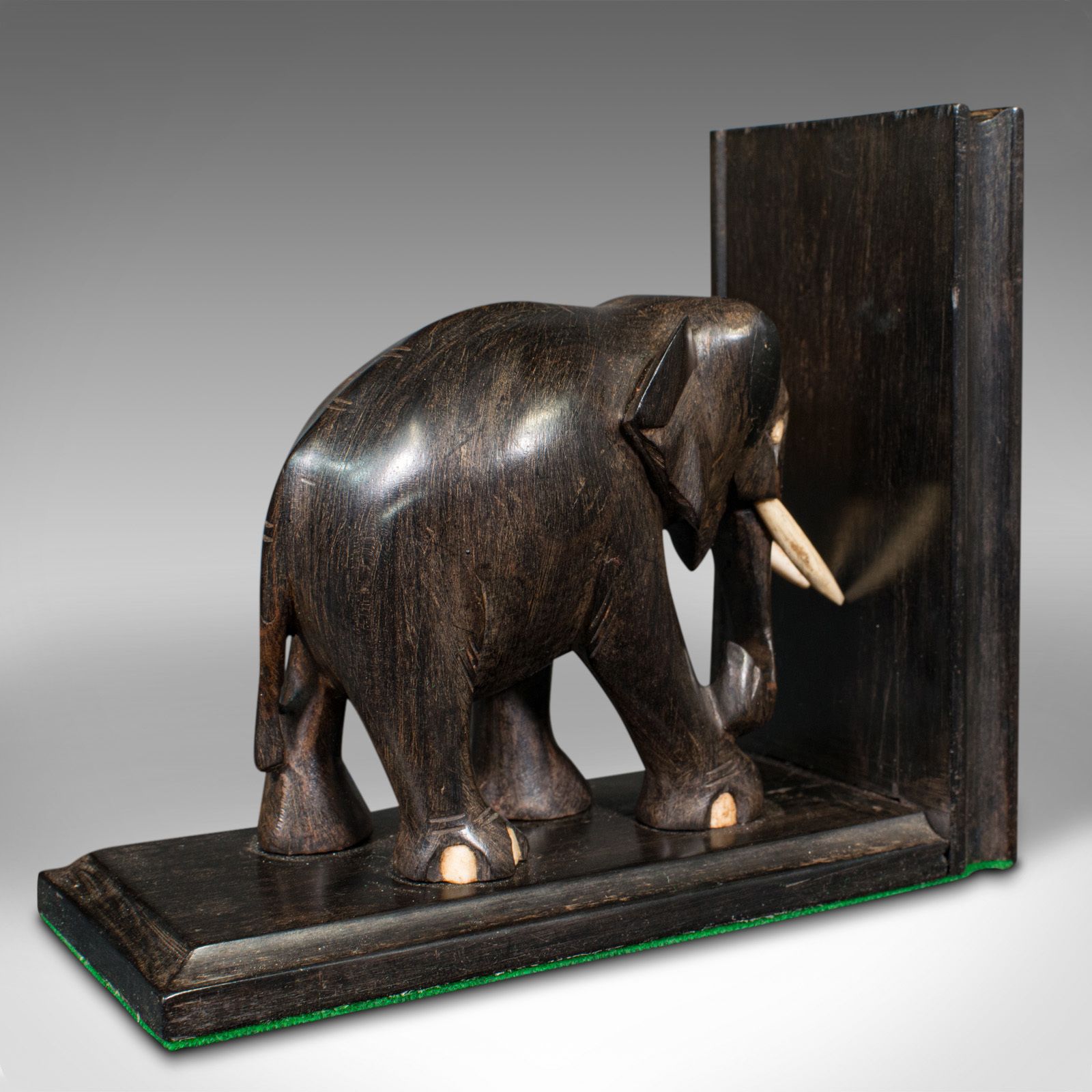 Pair Of Small Antique Elephant Bookends, Anglo Indian, Ebony, C.1890 photo buy