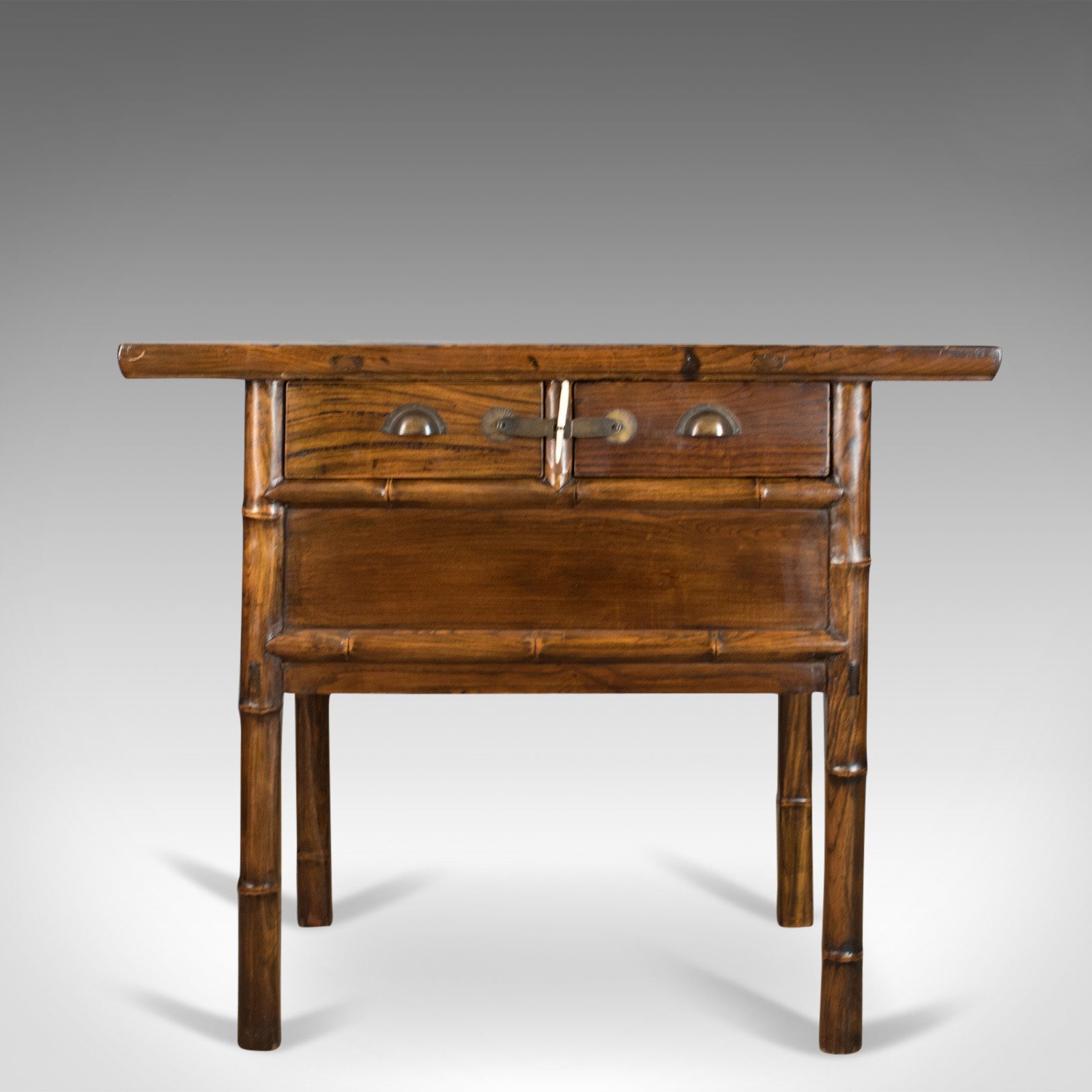 Oriental Side Table, Chinese Elm Cabinet, Late 20th Century photo furniture