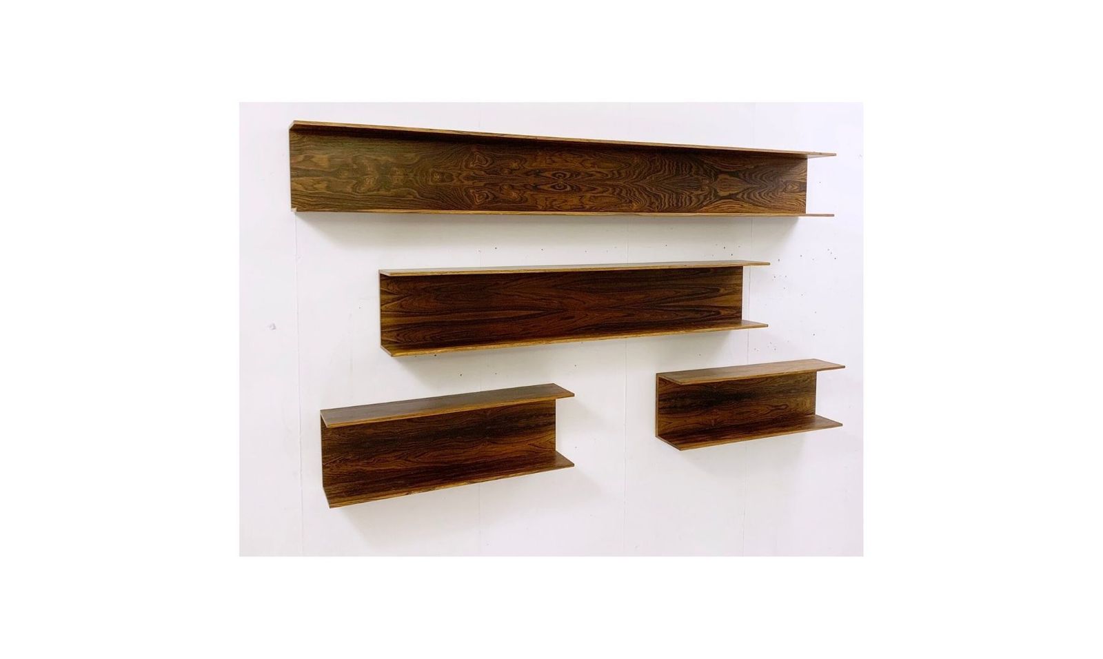 Set Of 4 Mid Century Wooden Shelves