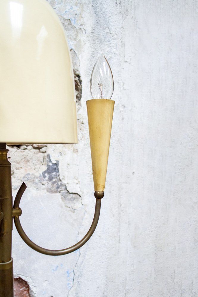 Vloerlamp Van Messing En Gelakt Aluminium, Ca. Jaren 1950 photo Verlichting