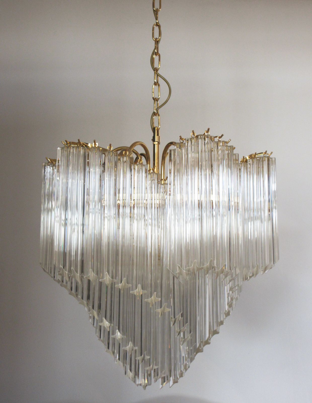 Modern Quadriedri Murano Glass Chandelier   114 Trasparent Prism Quadriedri photo 2400.0