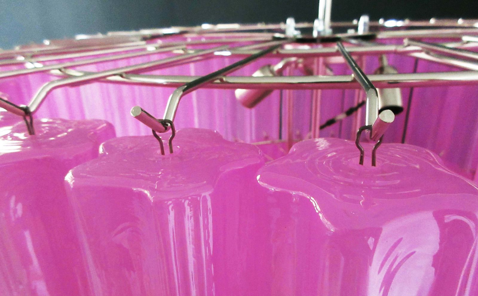 2300.0 Huge Vintage Murano Glass Tiered Chandelier   78 Glasses   Pink Fuxia Silk photo