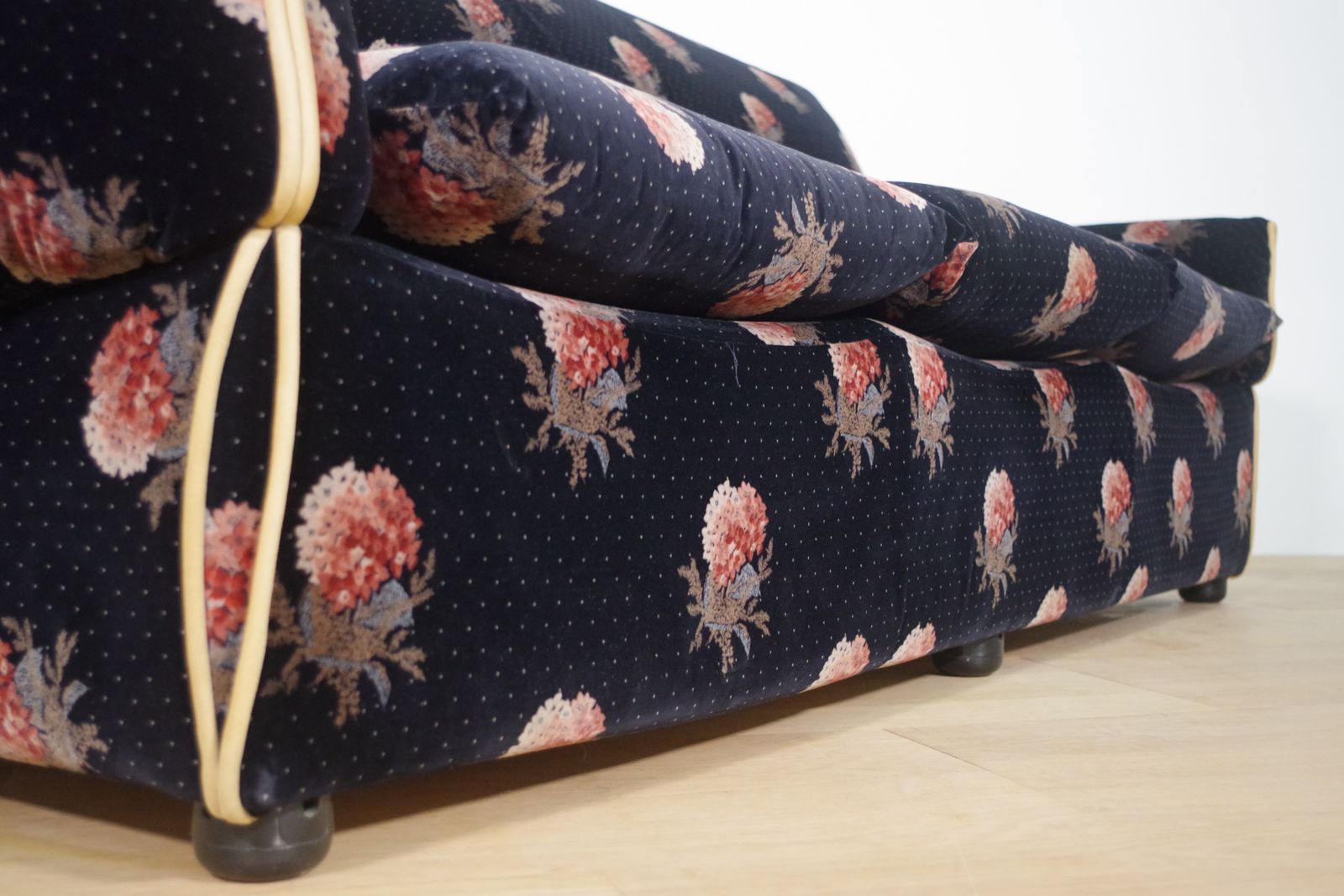 Furniture Chenille Flower Sofa, 70s, 1970s photo