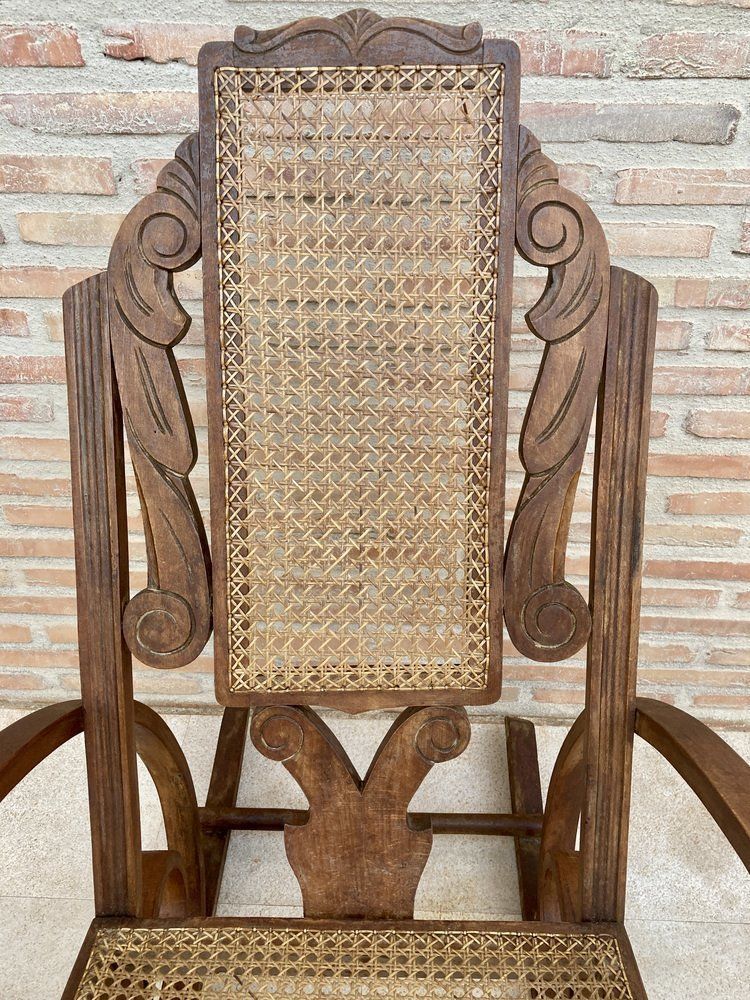 20th Century Art Deco Bentwood Rocking Chairs With Reed Seats, Set Of 2 photo Furniture