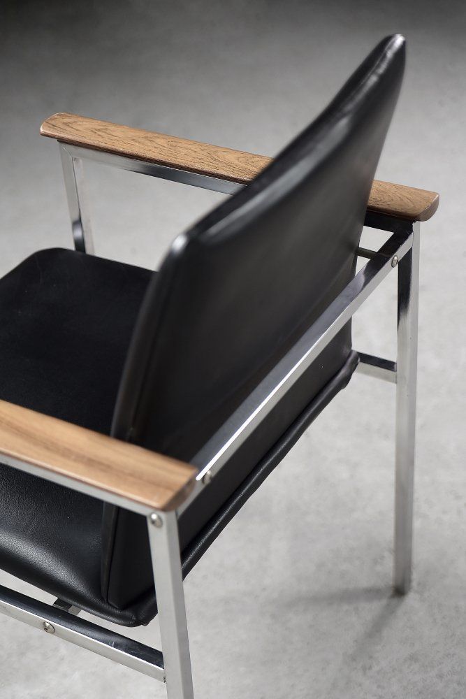 Mid Century Scandinavian Black Leather Armchair By Sigvard Bernadotte For France & Søn, 1960s, Set Of 2 photo furniture