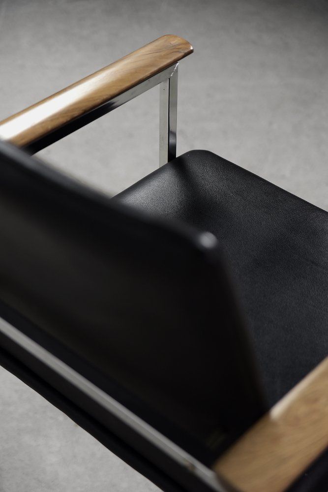 Mid Century Scandinavian Black Leather Armchair By Sigvard Bernadotte For France & Søn, 1960s, Set Of 2 photo vintage