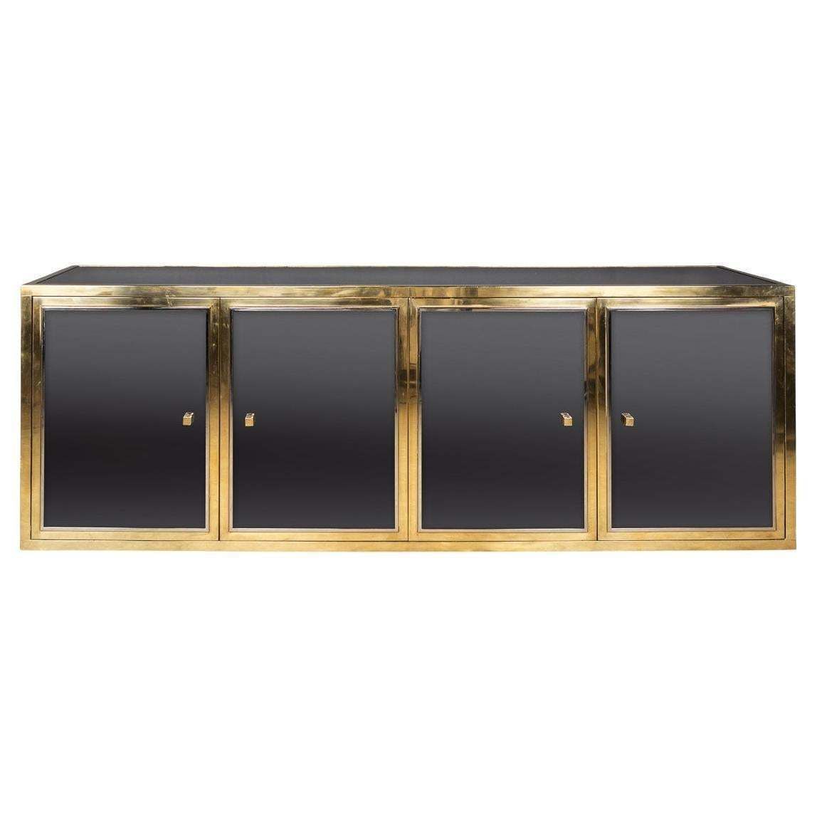 20th Century Brass & Mirrored Sideboard By Michel Pigneres, C.1970