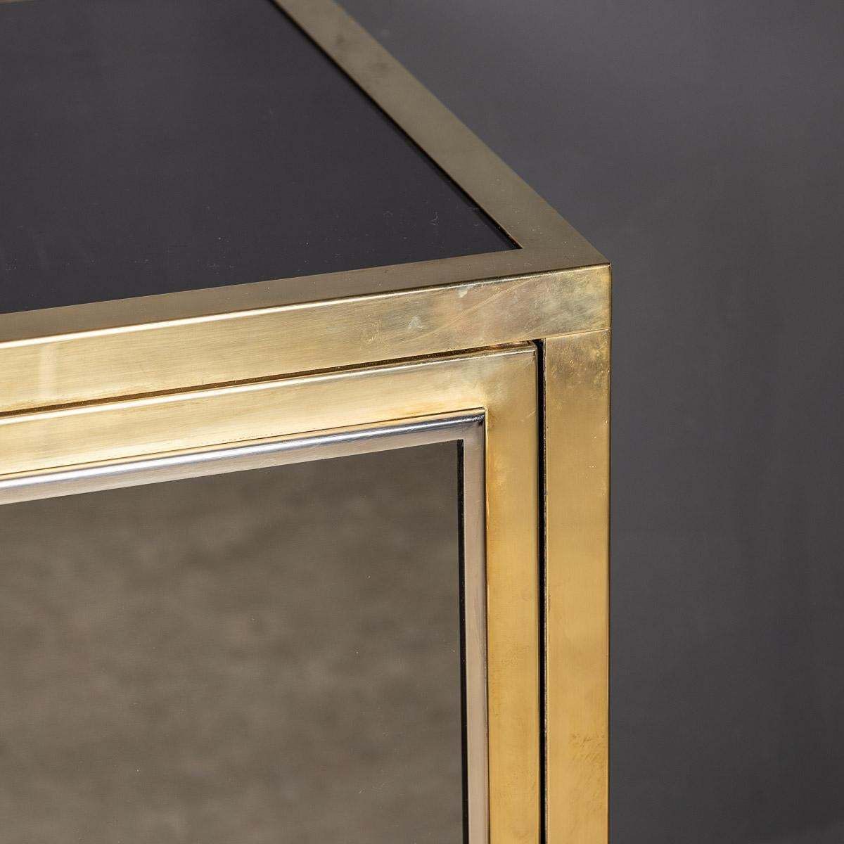 photo for sale 20th Century Brass & Mirrored Sideboard By Michel Pigneres, C.1970