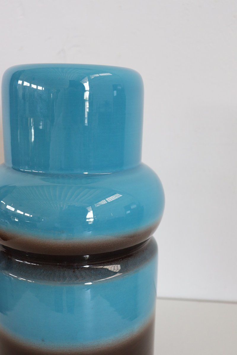 Artistic Vase In Blue And Brown Ceramic, 1970s photo Home Decor