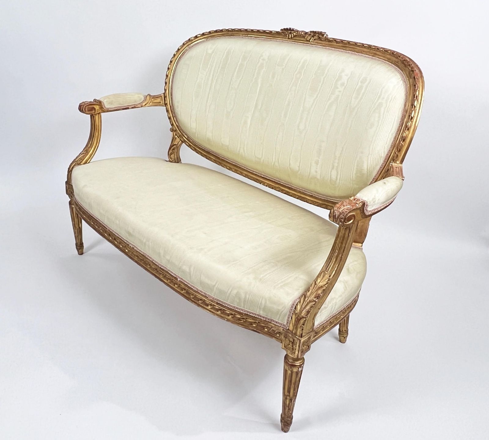 A 19th Century French Louis XVI Style Gilt Wood Five Piece Salon Suite photo for sale