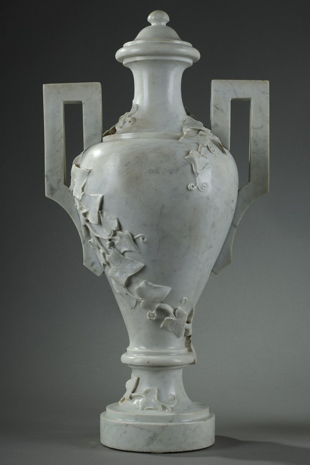 Pair Of White Marble Vases, 19th Century photo buy