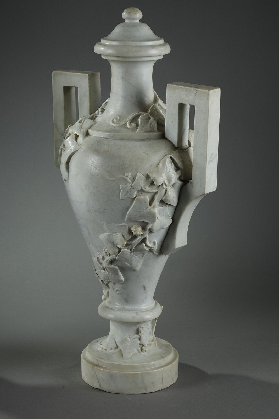 photo for sale Pair Of White Marble Vases, 19th Century