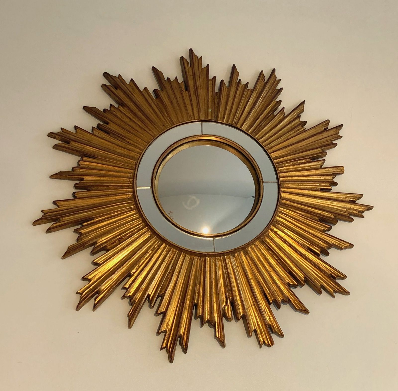 Golden Resin Sun Mirror, 1970s photo for sale