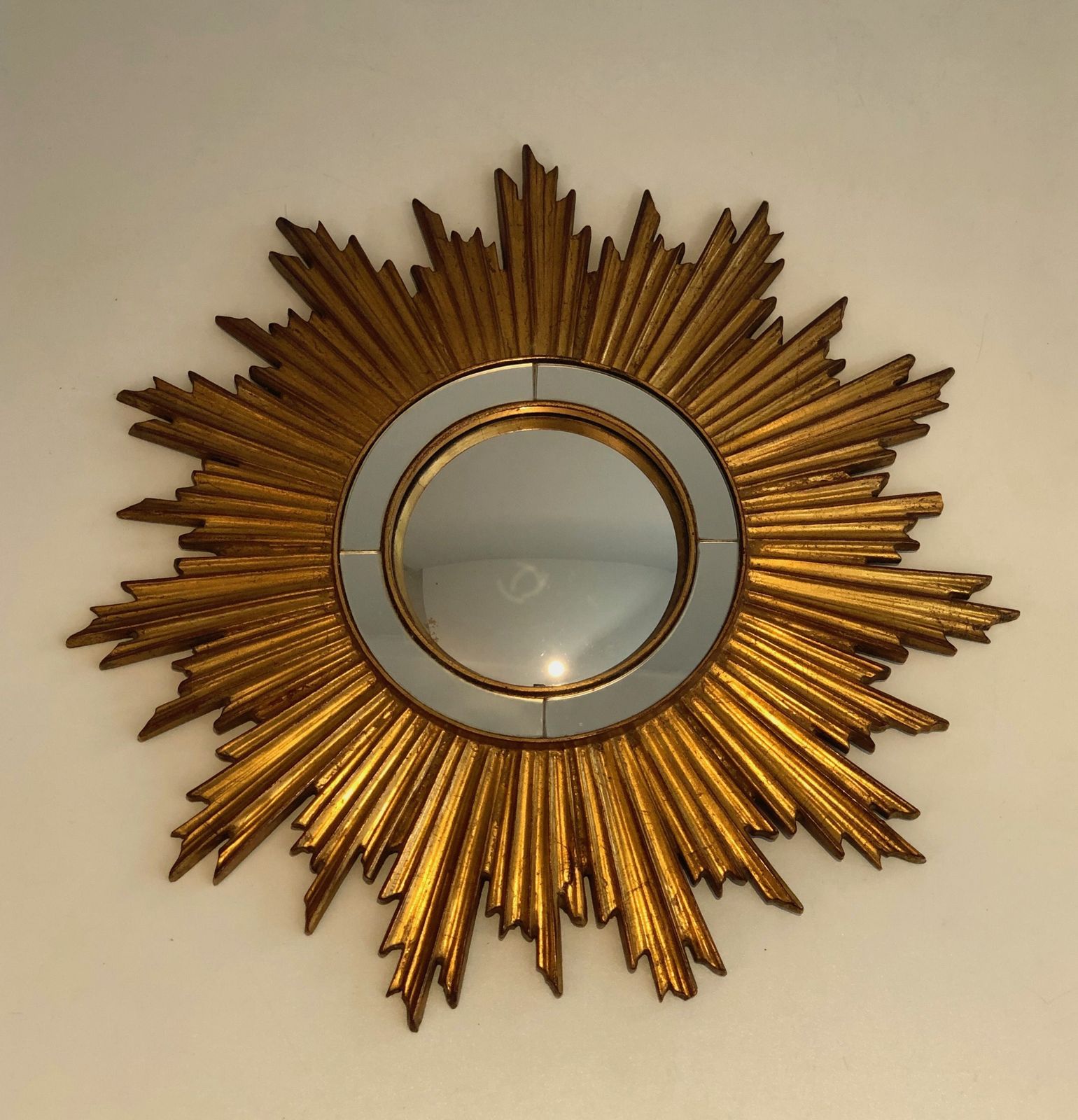 Golden Resin Sun Mirror, 1970s photo Home Decor