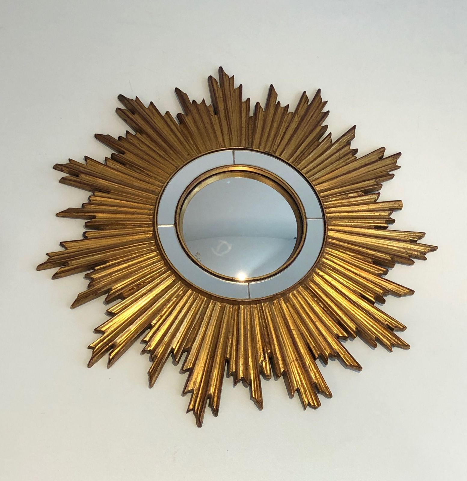 Home Decor Golden Resin Sun Mirror, 1970s photo